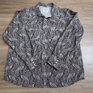 Ariat Men’s Pre-owned Long Sleeve Pearl Snap Button Shirt Paisley Size XL Brown